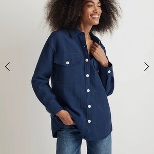 Madewell Super Oversized Shirt Jacket Size XS Passport Blue NWT